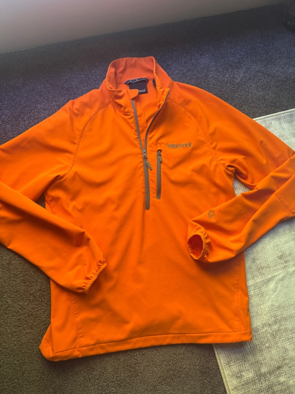 Marmot Men's Orange 1/4 Zip Pullover Mock Neck Activewear Jacket Size M
